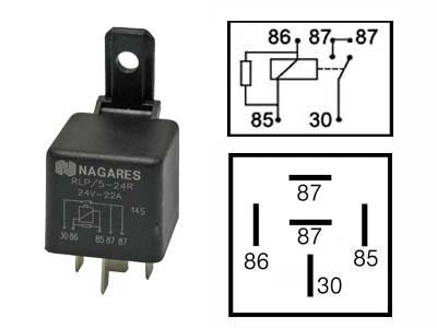RELE 24V 22A 5-N. 2X87, VASTUS, PITIMELLÄ
