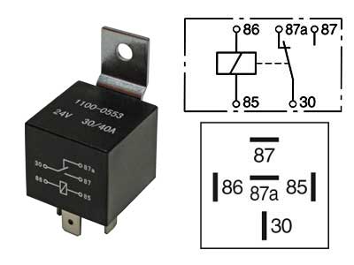 RELE 24V 30/40A 87A 5-NAP, PITIMELLÄ