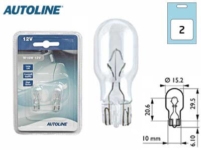 POLTTIMOPARI AUTOLINE 12V 16V W16W T10 LASIKANTA BLISTER