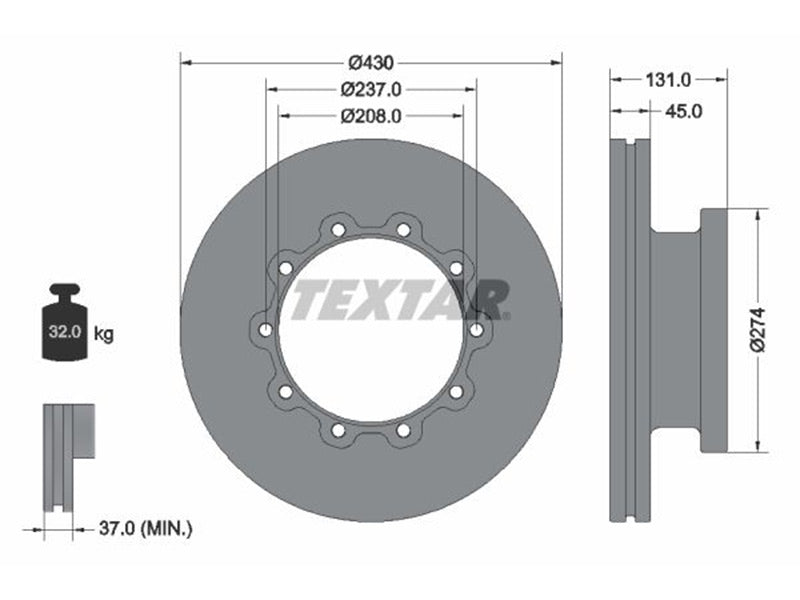 TEXTAR JARRULEVY 430MM SCANIA 430MM ETU/TAKA