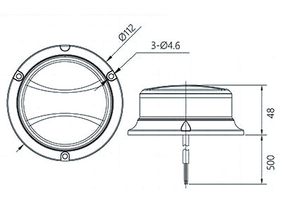 LED-MAJAKKA R65 MINI LOW 12/24V KELT. 3-PULTTI