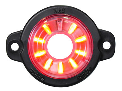 LED-ÄÄRIVALO PUN. PYÖREÄ 12/24V HALK. 60,5MM REIKÄMALLI