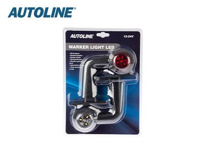 AUTOLINE LED ÄÄRIVALOPARI PUN/VAL. L-KUMIVARSI 12-24V