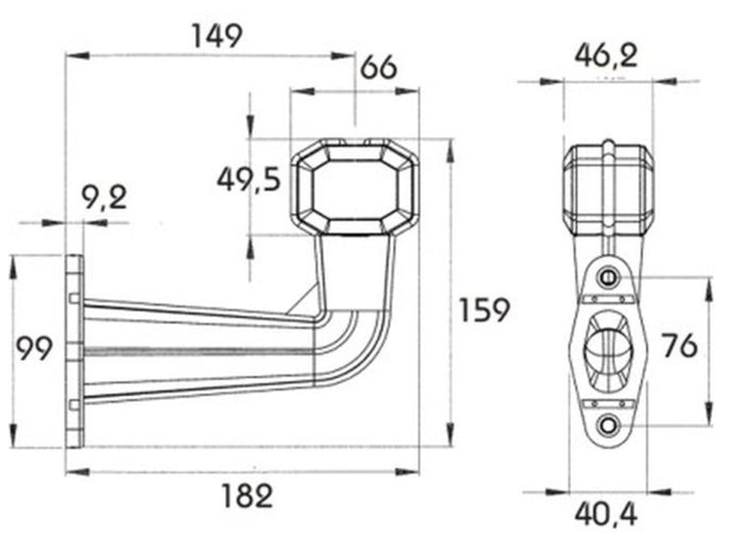 LED-ÄÄRIVALO KUMIVARSI 12-24V 90AST.KELT. R10