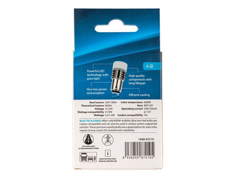 LED-POLTTIMOPARI BAY15D 6000K CAN AUTOLINE BLUE TECH 21/5W