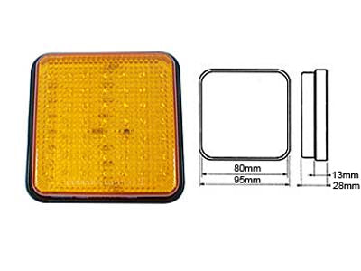 LED TAKAVALO 10-30V KELT 80X80MM (VILKKU)