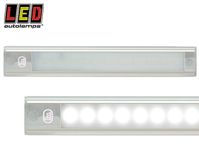 SISÄVALO, KAPEA, HIPAISUKYTKIMELLÄ, 12V - 260MM - HOPEA ALUMIINI