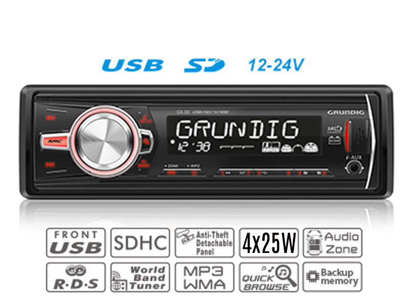 GRUNDIG GX-30 12-24V AUTOSOITIN MUISTILLA, USB