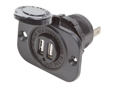 USB-RASIA MUSTA 12/24V 2-PORTTIA 2,1A/5V