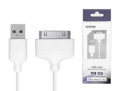USB-KAAPELI 1,2M USB - 30-PIN DOCK, VALKOINEN =1800-0335