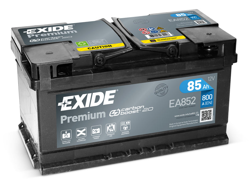 EA852 EXIDE PREMIUM 85AH 315X175X175 -/+ 800A