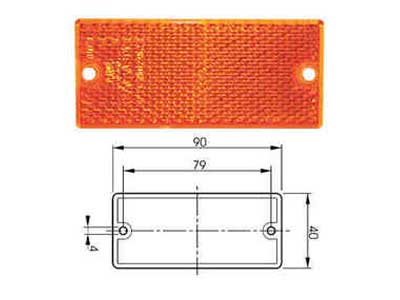 keltainen, 40x90mm, , ruuvikiinnitys 2xM4, ruuviväli 79mm