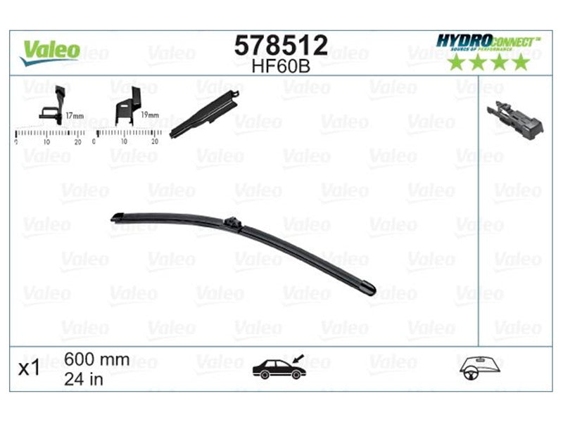 VALEO HF60B HYDROCONNECT FRONT LHD 60CM