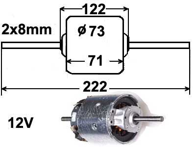 LÄM.MOOT. 12V 2X8MM/222MM