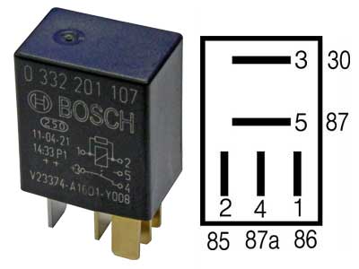 MIKRORELE BOSCH 12V 10/30A, VASTUS, 5-NAP