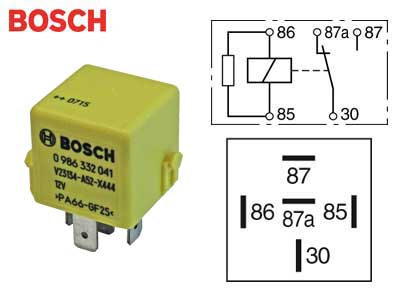 RELE BOSCH 12V 30/40A 87A VASTUKSELLA B-KYTKENTÄ