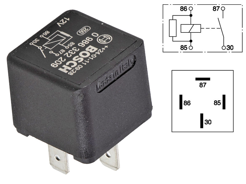RELE 12V 30A 4-NAP., VASTUS, ILMAN PIDINTÄ