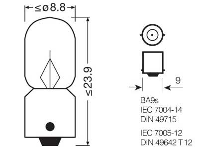 OSRAM ORIGINAL 12V 2W BA9S