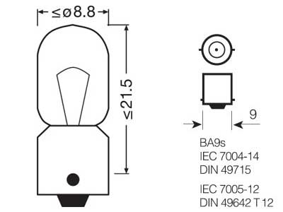 OSRAM ORIGINAL 12V 4W BA9S T4W