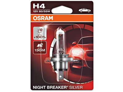 OSRAM # NIGHT BREAKER 12V H4 SILVER SINGLE BLISTER