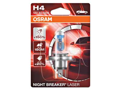 OSRAM # NIGHT BREAKER LASER 12V H4 SINGLE BLISTER