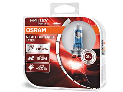 OSRAM # NIGHT BREAKER LASER 12V H4 DUO BOX