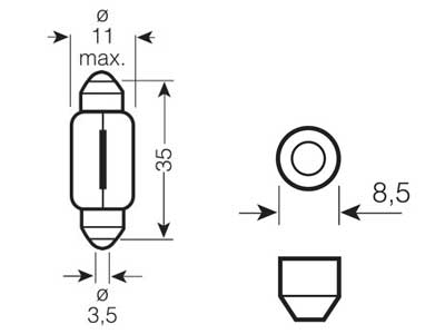 OSRAM ORIGINAL 12V 10W SV8,5-8 36MM