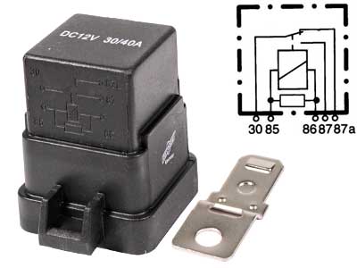 RELE 12V 30/40A VASTUKSELLA,HAMEELLA