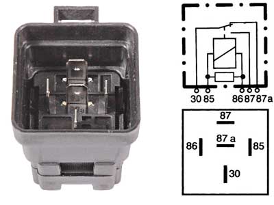 RELE 12V 30/40A VASTUKSELLA,HAMEELLA