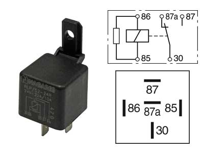 RELE 24V 10/22A 5-N. 87A, VASTUS, PITIMELLÄ