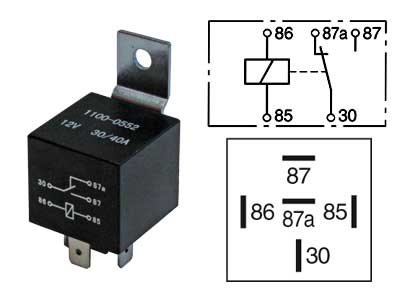 RELE 12V 30/40A, 87A  5-NAP, PITIMELLÄ