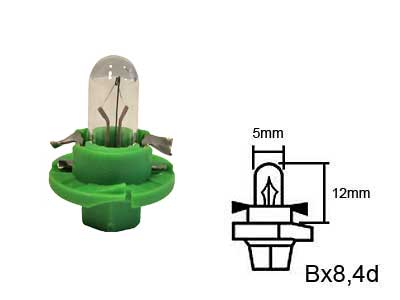POLTTIMO 12V 0.5W BX8.4D VIHREÄ