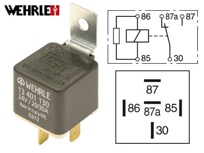 RELE WEHRLE 24V 20/30A 5-N. 87A, VASTUS