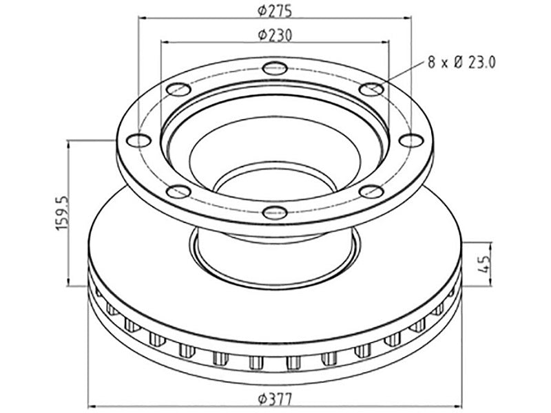 PE JARRULEVY 377MM BPW ABS VALMIUS 19,5 8-PULTTINEN
