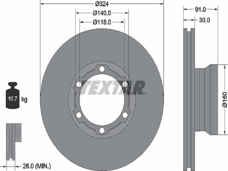 TEXTAR JARRULEVY 324MM MB VARIO ETU/TAKA