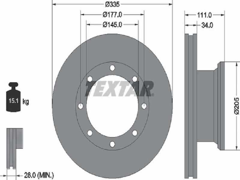 TEXTAR JARRULEVY 335MM MB ATEGO TAKA 17.5