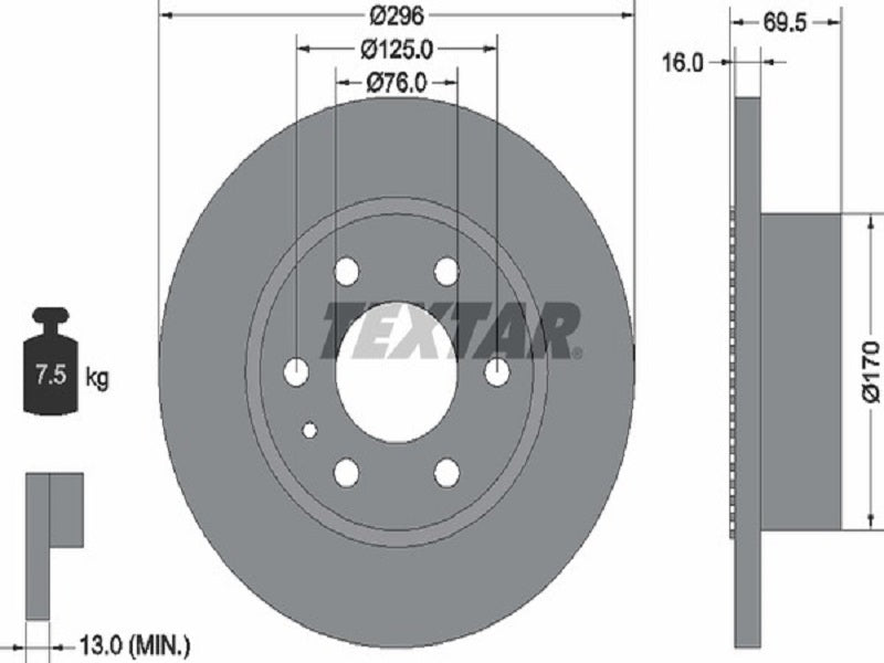TEXTAR JARRULEVY 296MM IVECO DAILY TAKA ABS