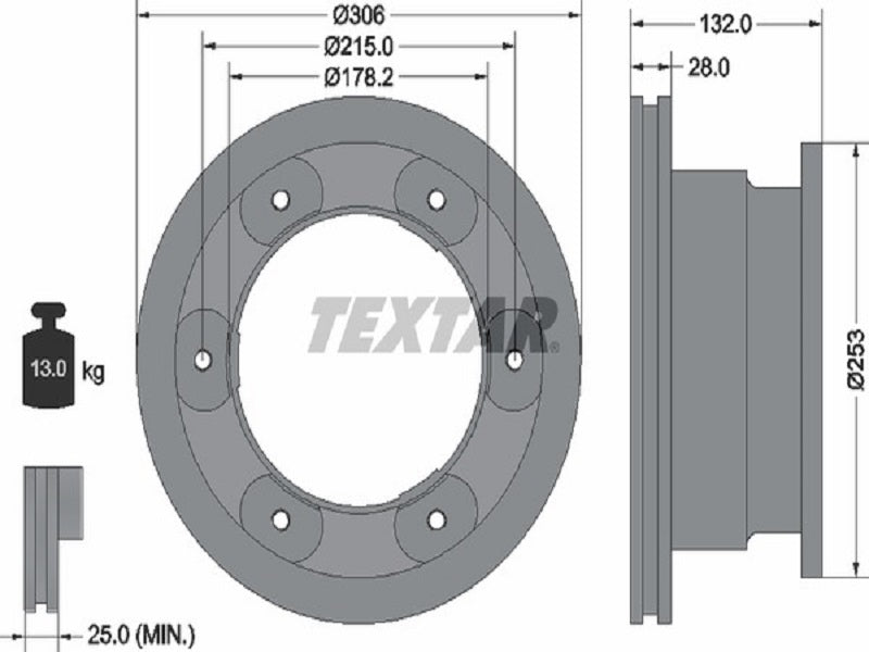 TEXTAR JARRULEVY 306MM IVECO DAILY IV TAKA PRO