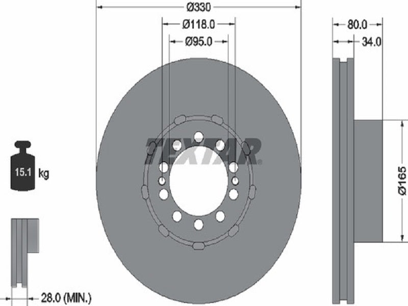 TEXTAR JARRULEVY 330MM RENAULT MIDLUM ETU