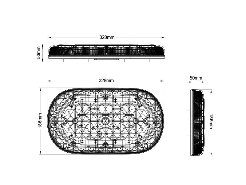 TRUCK VISION 328MM LED-MAJAKKAPANEELI 12/24V R65