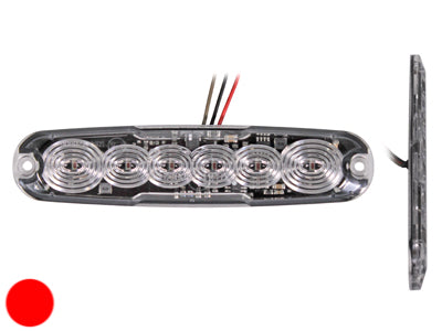 LED-TASOVILKKU R65 12/24V 6-LED PUN.  131X30X7MM ###