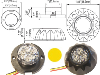 AXIXTECH KELTAINEN LED-VAROITUSVILKKU  12/24V FAL03