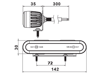 LED-TASOVILKKU KELT 142X30X35MM  12-24V IP67/R65 *