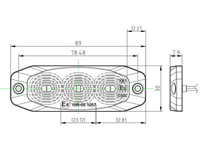 LED-TASOVILKKU R65 12/24V 3-LED KELT. 89X30X8MM