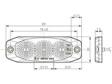 LED-TASOVILKKU R65 12/24V 3-LED KELT. 89X30X8MM