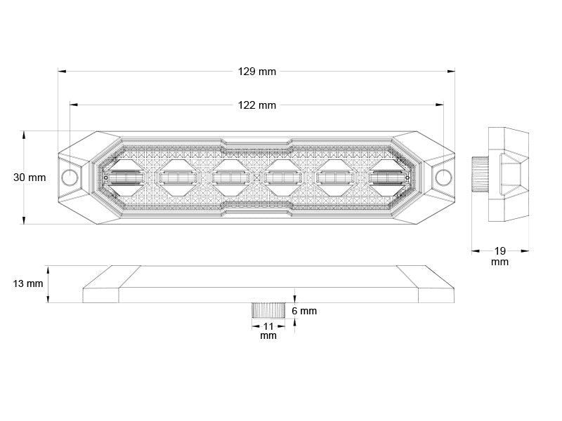 TRUCK VISION LED-TASOVILKKU KELT. 6-LED 12/24V R65
