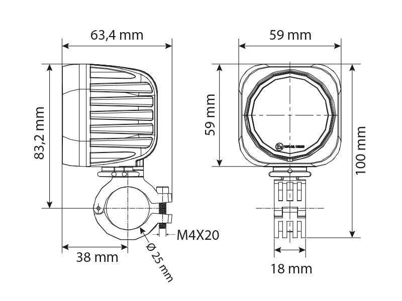BULLBOY AGRILINE LED-TYÖVALO 9-32V 20W SQUARE