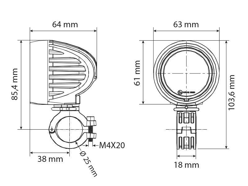 BULLBOY AGRILINE LED-TYÖVALO 9-32V 20W ROUND