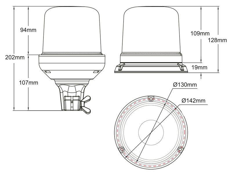 AXIXTECH B14 KELTAINEN LED-MAJAKKA R65 MAGNEETTI 12/24
