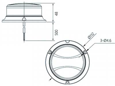LED-MAJAKKA R65 MINI LOW 12/24V KELT. 3-PULTTI